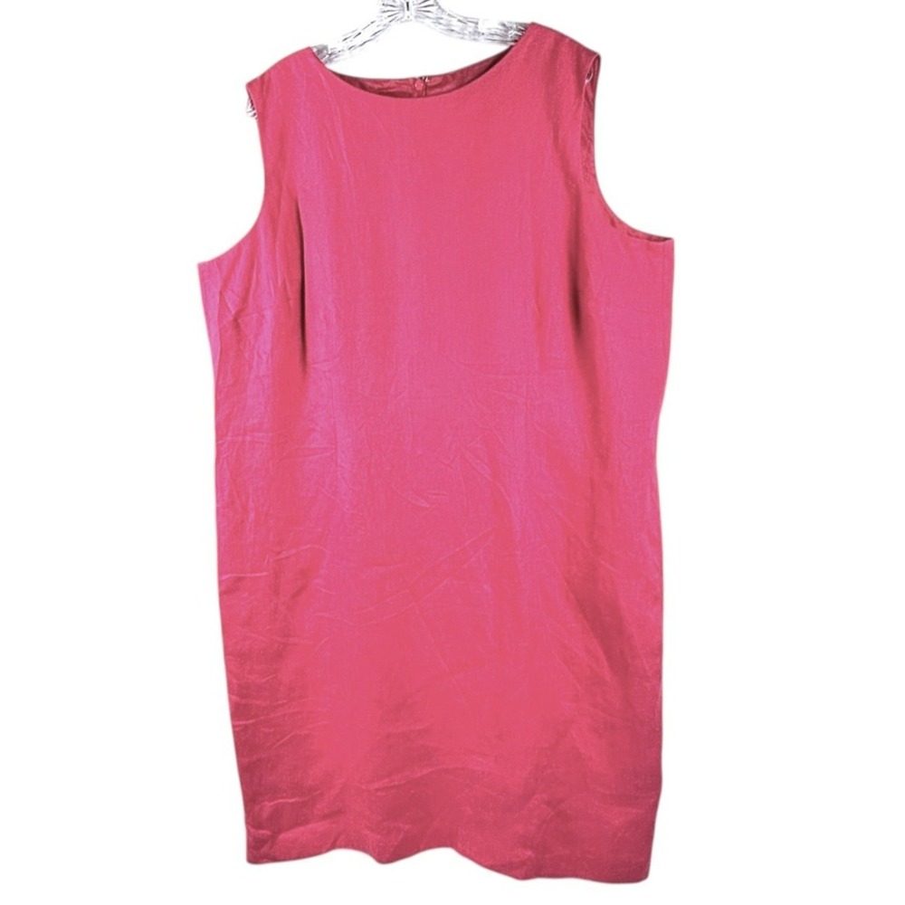 Talbots Pink Irish Linen Shift Dress 20W Sleeveless Scoop Neck Classic Lined - Picture 9 of 9